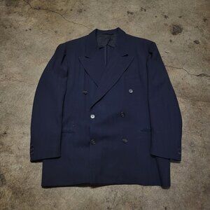 Vintage Style Mart Navy Herringbone Half Lined Suit Blazer Adult Size 44